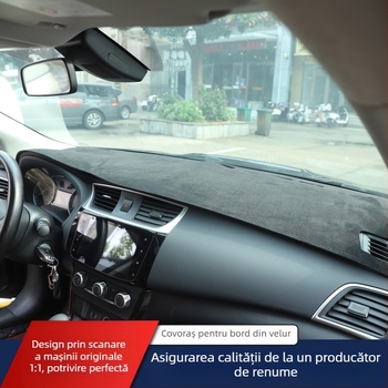 Covor de bord din velur, izolație termică și anti-reflexie, rezistent la temperaturi înalte, protecție împotriva luminii, bază antiderapantă din silicon, protecție împotriva prafului, pentru toate anotimpurile