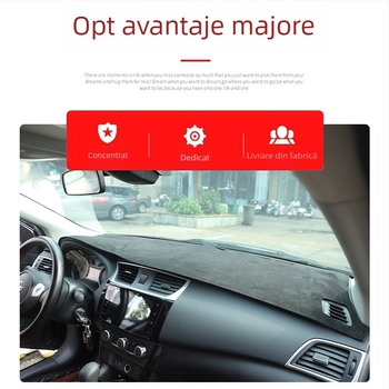 Covor de bord din velur, izolație termică și anti-reflexie, rezistent la temperaturi înalte, protecție împotriva luminii, bază antiderapantă din silicon, protecție împotriva prafului, pentru toate anotimpurile