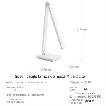 Lampa de birou Xiaomi Mijia 2Lite — LED cu protecție pentru ochi pentru citit și învățare, lampă de noapte, întrerupător tactil, 5W la 220V