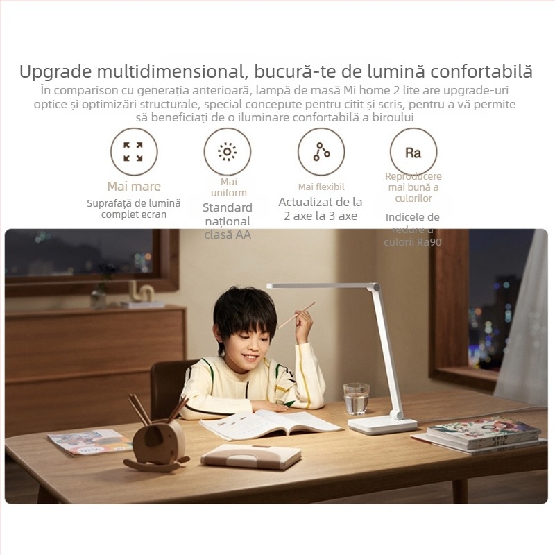 Lampa de birou Xiaomi Mijia 2Lite — LED cu protecție pentru ochi pentru citit și învățare, lampă de noapte, întrerupător tactil, 5W la 220V