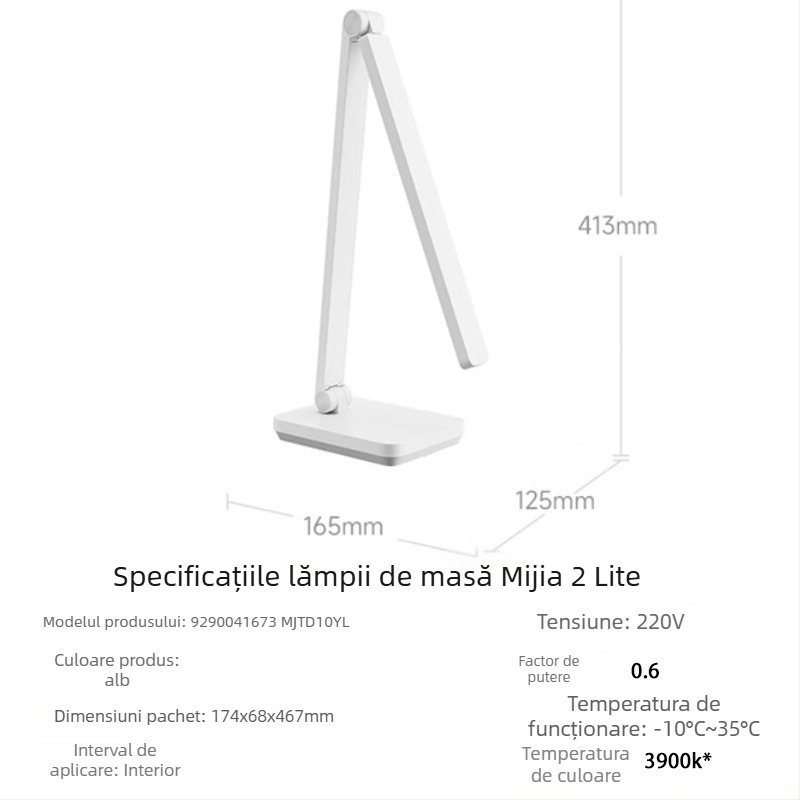 Lampa de birou Xiaomi Mijia 2Lite — LED cu protecție pentru ochi pentru citit și învățare, lampă de noapte, întrerupător tactil, 5W la 220V