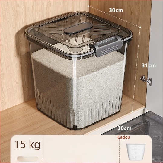 Container pentru depozitare orez și cereale — etanșare, protecție împotriva umidității și insectelor; material: plastic PP; capacitate: 10 L sau mai mult; stil: minimalist modern