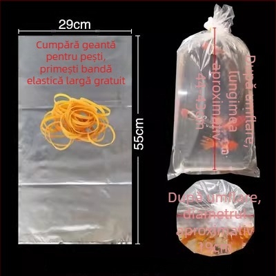 Pungă de ambalare pentru pești ornamentali vii, destinată transportului, cu bază plată pătrată la patru colțuri și plastic îngroșat