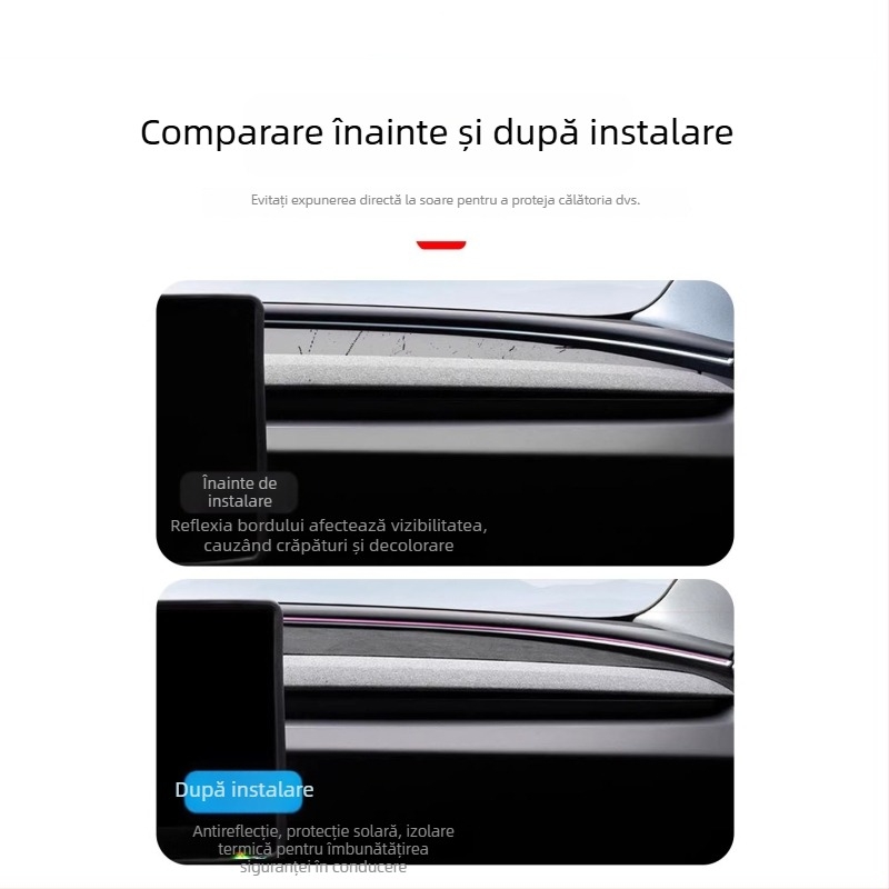 Tesla Model 3/Y Ediție Restilizată: Pad anti-strălucire pentru panoul de instrumente, blană artificială, umbrelă pentru consola centrală, utilizare pe toate sezoanele