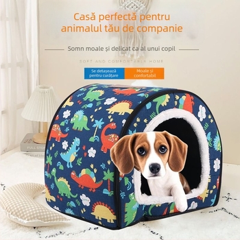 Cușă de câine din pluș – impermeabil, închis, cu utilizare duală, pentru câini