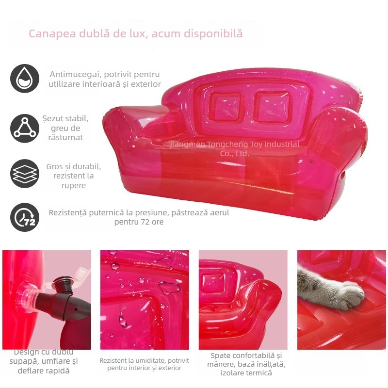 Canapea gonflabilă - PVC, model TC-S02, stil modern minimalist, potrivită pentru adulți și copii, personalizabilă