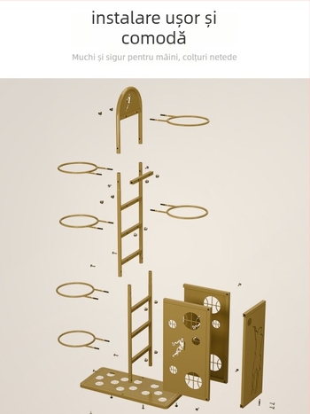 Raft metal pentru echipamente sportive, spațiu pentru mingi de baschet și rachete