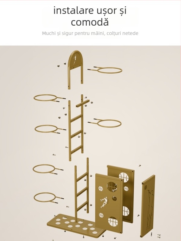 Raft metal pentru echipamente sportive, spațiu pentru mingi de baschet și rachete