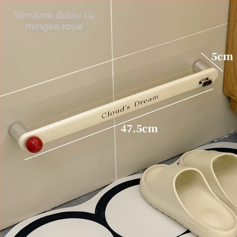 Raft pentru papuci de baie, montaj fără găuri, pe perete, în spatele ușii, plastic, model C300, încărcare 3 kg, 1 nivel, stil modern minimalist