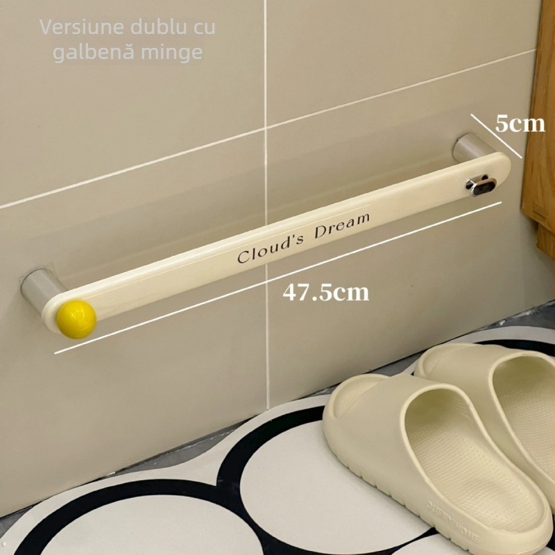 Raft pentru papuci de baie, montaj fără găuri, pe perete, în spatele ușii, plastic, model C300, încărcare 3 kg, 1 nivel, stil modern minimalist