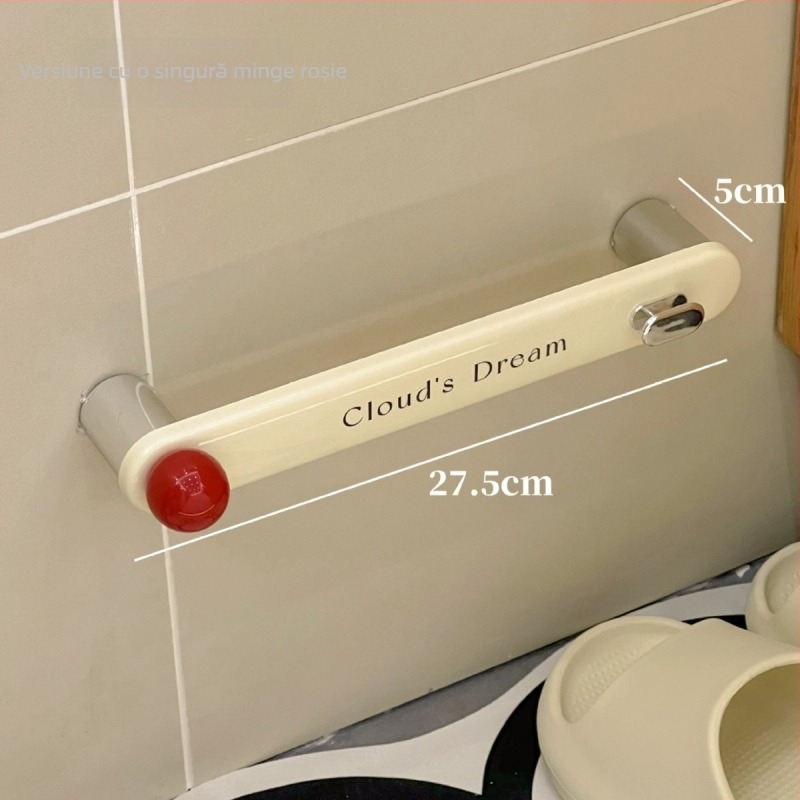 Raft pentru papuci de baie, montaj fără găuri, pe perete, în spatele ușii, plastic, model C300, încărcare 3 kg, 1 nivel, stil modern minimalist