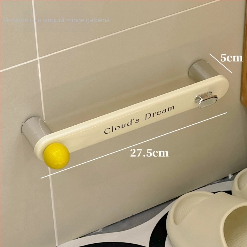Raft pentru papuci de baie, montaj fără găuri, pe perete, în spatele ușii, plastic, model C300, încărcare 3 kg, 1 nivel, stil modern minimalist