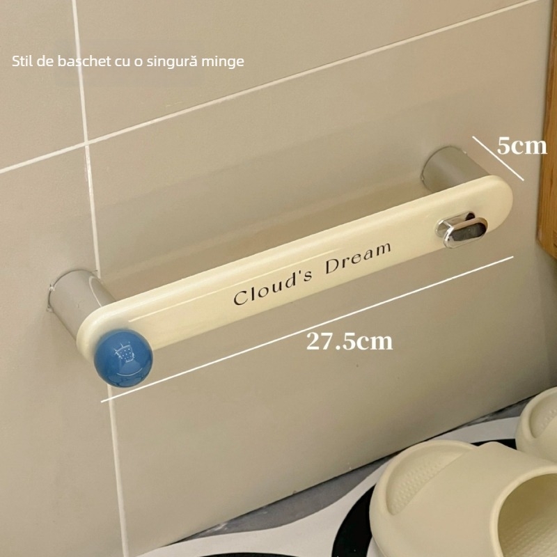 Raft pentru papuci de baie, montaj fără găuri, pe perete, în spatele ușii, plastic, model C300, încărcare 3 kg, 1 nivel, stil modern minimalist