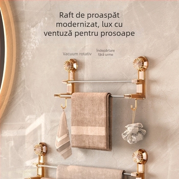 Suport pentru prosoape cu două bare și ventuză – spațiu de depozitare pentru baie cu cârlige; dual pentru prosoape uscate și ude; materiale: plastic și oțel inoxidabil; 60 buc./cutie.