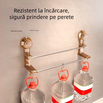 Suport pentru prosoape cu două bare și ventuză – spațiu de depozitare pentru baie cu cârlige; dual pentru prosoape uscate și ude; materiale: plastic și oțel inoxidabil; 60 buc./cutie.