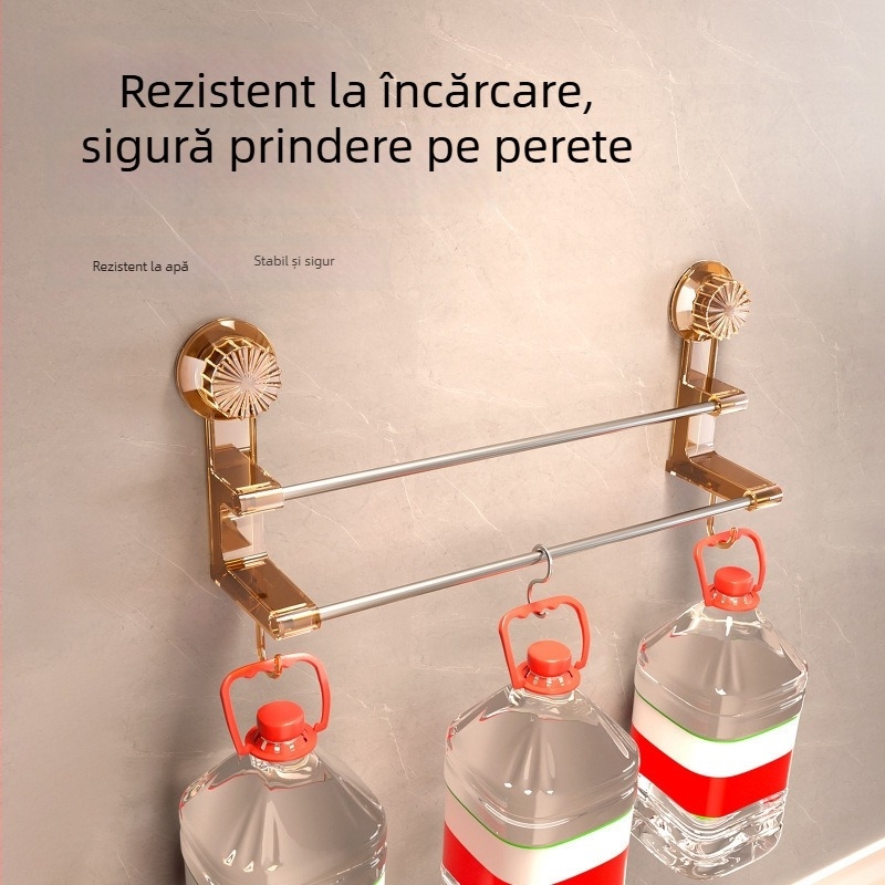 Suport pentru prosoape cu două bare și ventuză – spațiu de depozitare pentru baie cu cârlige; dual pentru prosoape uscate și ude; materiale: plastic și oțel inoxidabil; 60 buc./cutie.