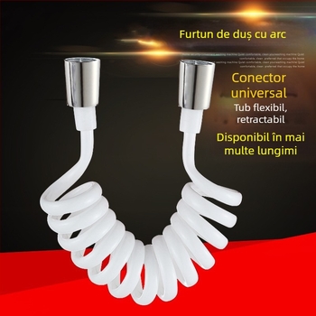 Furtun de duș din PU cu cap de cupru și arc, conectare la robinet, anti-încurcare, design telescopic, modelul 3225, potrivit pentru toaletă, bucătărie și duș