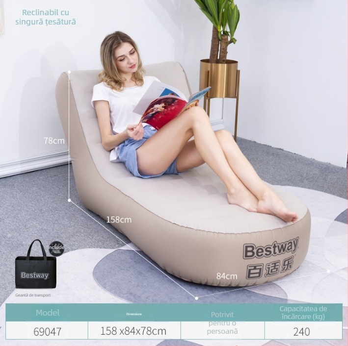 Canapea gonflabilă pliabilă cu pat, dublă funcțiune, pentru exterior, portabilă, PVC, personalizabilă, stil modern minimalist