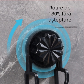 Cârlig cu ventuză pentru chiuveta de baie — plastic, încărcare 3 kg, 1 etajeră, montaj pe perete