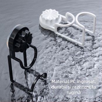 Cârlig cu ventuză pentru chiuveta de baie — plastic, încărcare 3 kg, 1 etajeră, montaj pe perete