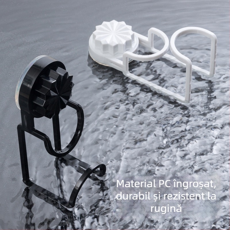 Cârlig cu ventuză pentru chiuveta de baie — plastic, încărcare 3 kg, 1 etajeră, montaj pe perete