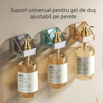 Raft de duș din plastic PS, montat pe perete, fără găuri, 1 nivel, finisaj lucios, reglabil, încărcare 1–5 kg