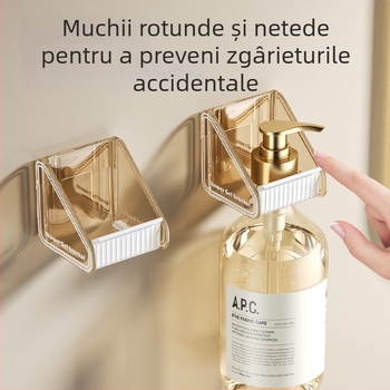 Raft de duș din plastic PS, montat pe perete, fără găuri, 1 nivel, finisaj lucios, reglabil, încărcare 1–5 kg