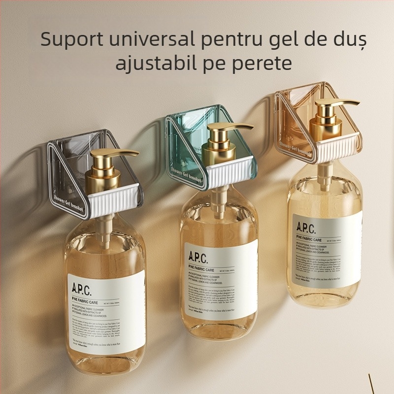 Raft de duș din plastic PS, montat pe perete, fără găuri, 1 nivel, finisaj lucios, reglabil, încărcare 1–5 kg