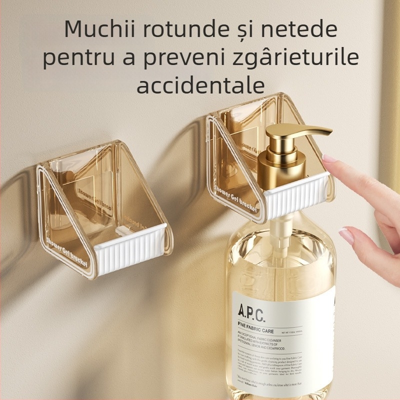 Raft de duș din plastic PS, montat pe perete, fără găuri, 1 nivel, finisaj lucios, reglabil, încărcare 1–5 kg