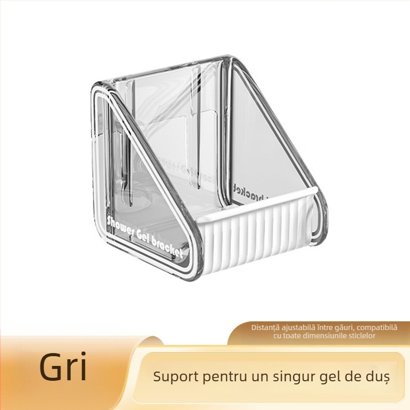 Raft de duș din plastic PS, montat pe perete, fără găuri, 1 nivel, finisaj lucios, reglabil, încărcare 1–5 kg