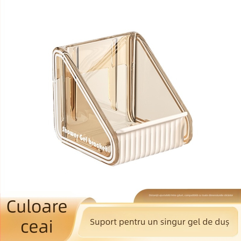 Raft de duș din plastic PS, montat pe perete, fără găuri, 1 nivel, finisaj lucios, reglabil, încărcare 1–5 kg