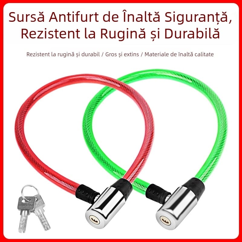 Lacăt pentru bicicletă cu cablu din oțel, pentru biciclete și vehicule electrice, aproximativ 100 g, stil modern minimalist