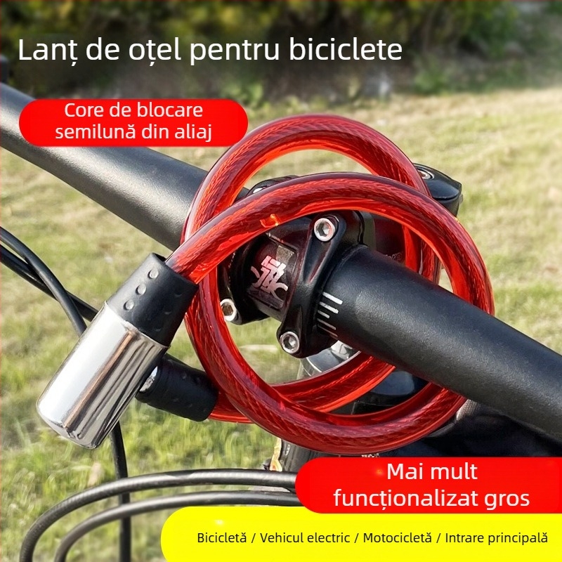 Lacăt pentru bicicletă cu cablu din oțel, pentru biciclete și vehicule electrice, aproximativ 100 g, stil modern minimalist