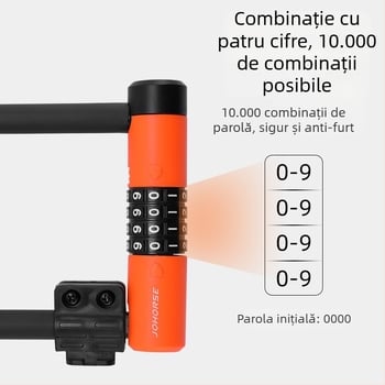 Lacăt tip U pentru bicicletă și scuter electric, impermeabil, cu tijă din oțel și nucleu din aliaj de zinc, model CB11076, stil modern minimalist