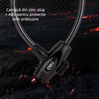 Deli DL508042 Lacăt pentru bicicletă: Lanț și cablu de oțel, Portabil, Anti-șoc, Anti-furt, Anti-tăiere