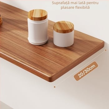 Raft montat pe perete, un etaj, placă de densitate, stil lux luminos, pentru depozitare în living