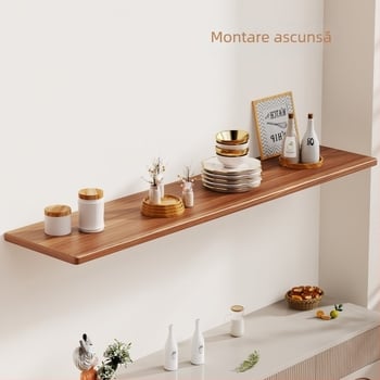 Raft montat pe perete, un etaj, placă de densitate, stil lux luminos, pentru depozitare în living