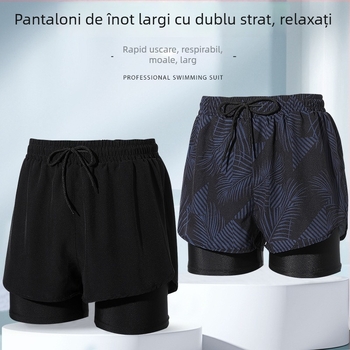 Slipuri de înot pentru bărbați, uscare rapidă, dublu strat, design anti-jenă, 70-80% poliester, 140 g/m²