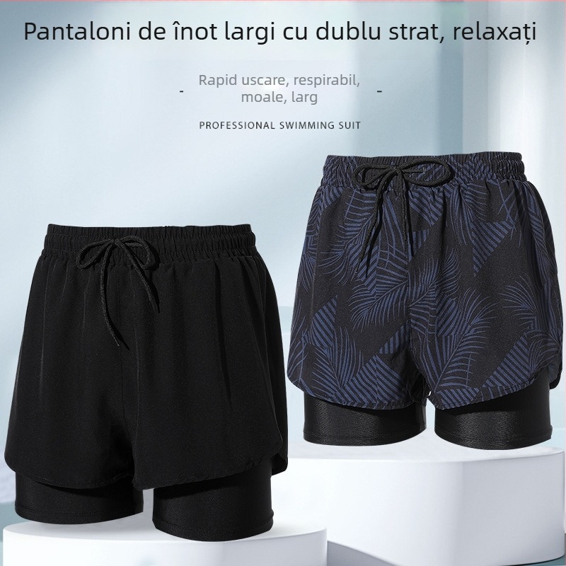 Slipuri de înot pentru bărbați, uscare rapidă, dublu strat, design anti-jenă, 70-80% poliester, 140 g/m²