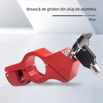 Încuietoare ghidon – Lacăt portabil anti-furt pentru scutere electrice și motociclete, aliaj aluminiu-zinc, Gold Duobao, Stil modern minimalist