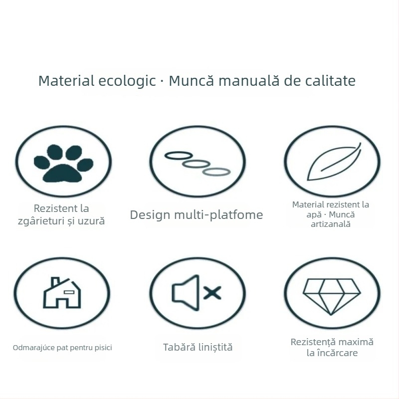 Structură de cățărare pentru pisici din lemn, cu platformă capsulă montată pe perete, economie de spațiu, stâlp de zgâriere și scară, cuib suspendat