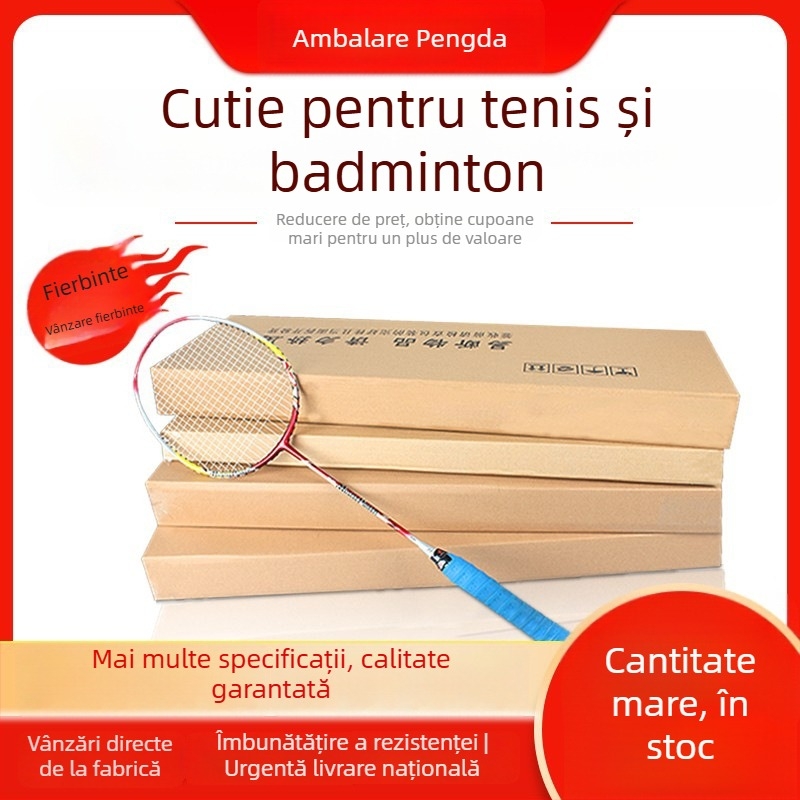 Carton pentru rachetă de badminton – carton ondulat, cutie logistică, extra tare, construcție cu trei straturi, 120 g, ambalaj pentru rachete de badminton