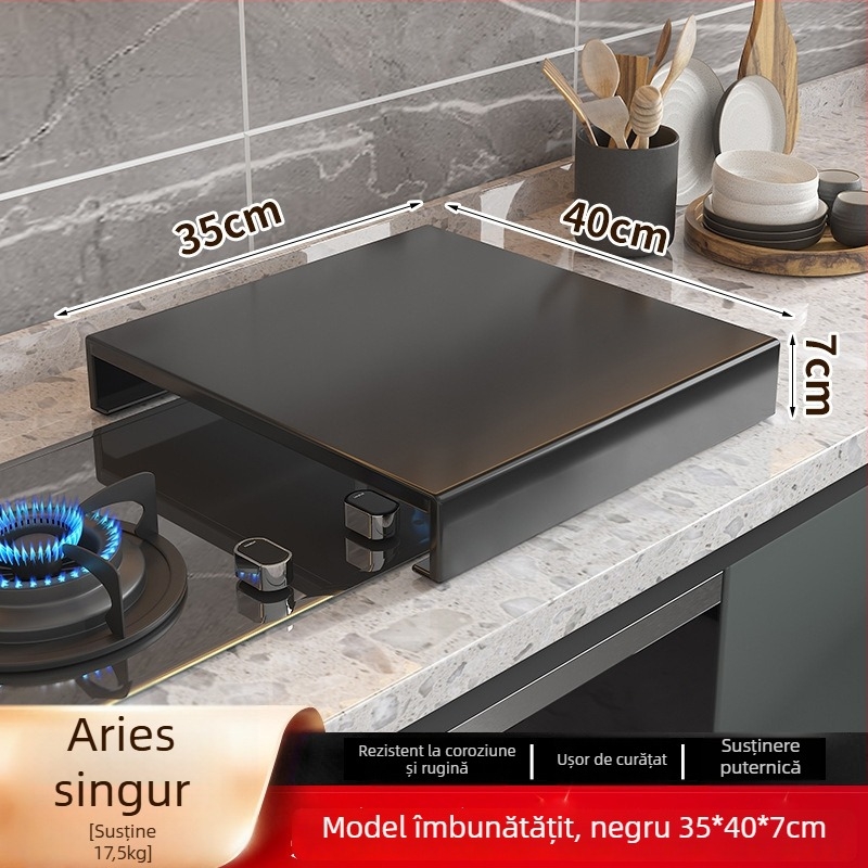 Organizator de bucătărie pentru plita pe blat – multifuncțional, portabil, fără montaj; material: oțel carbon; stil: minimalist modern