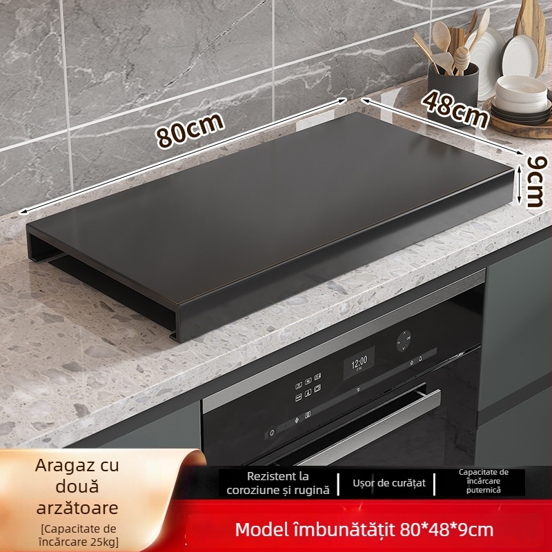 Organizator de bucătărie pentru plita pe blat – multifuncțional, portabil, fără montaj; material: oțel carbon; stil: minimalist modern