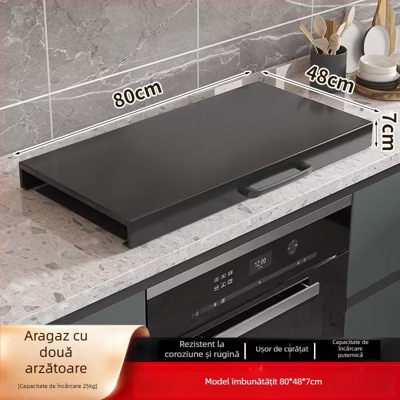 Organizator de bucătărie pentru plita pe blat – multifuncțional, portabil, fără montaj; material: oțel carbon; stil: minimalist modern