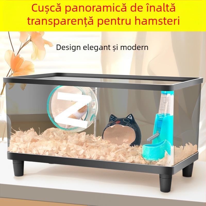 Cușcă pentru hamster din plastic, transparentă, pătrată, impermeabilă, pentru utilizare în interior