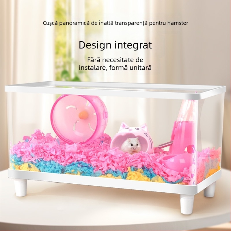 Cușcă pentru hamster din plastic, transparentă, pătrată, impermeabilă, pentru utilizare în interior