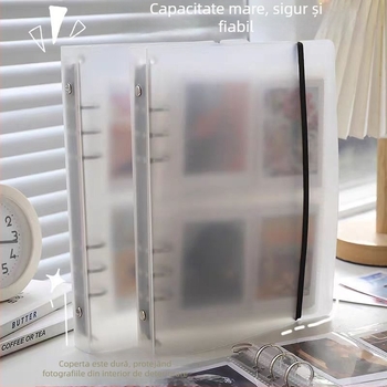 Album foto cu pagini detașabile, copertă transparentă mată, pentru fotografii de 3–7 inci, 20 de pagini interioare