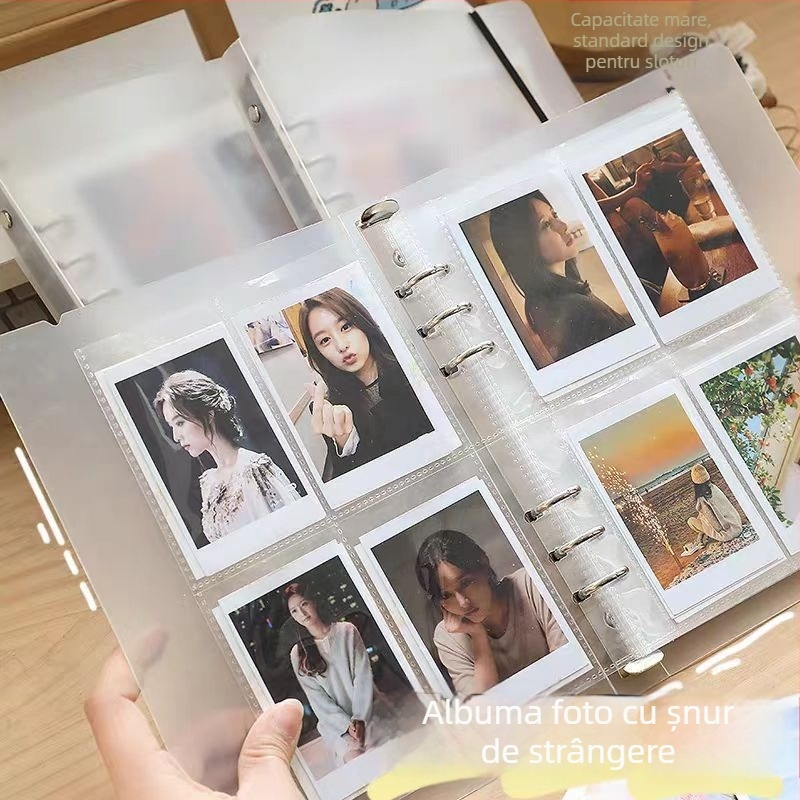 Album foto cu pagini detașabile, copertă transparentă mată, pentru fotografii de 3–7 inci, 20 de pagini interioare
