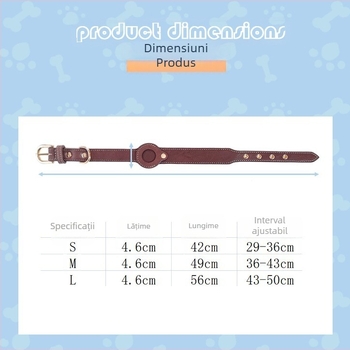 Guler din piele pentru câine cu localizator AirTag, pentru toate anotimpurile